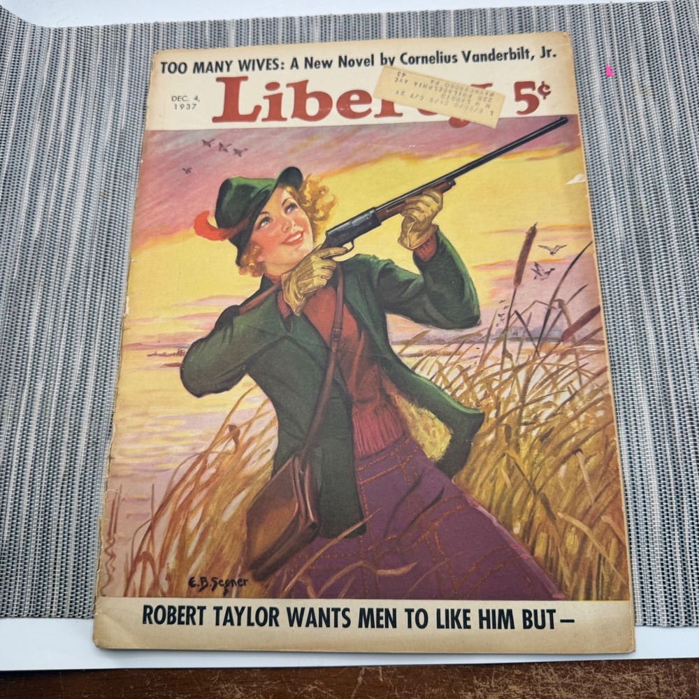 Liberty Magazine Dec 4 1937 Woman Hunting Cover Camel Cigarette Ad Robert Taylor